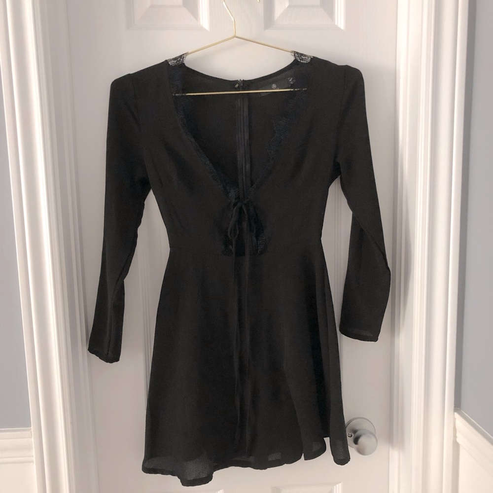 Black Front Tie Mini dress - Petite US 2